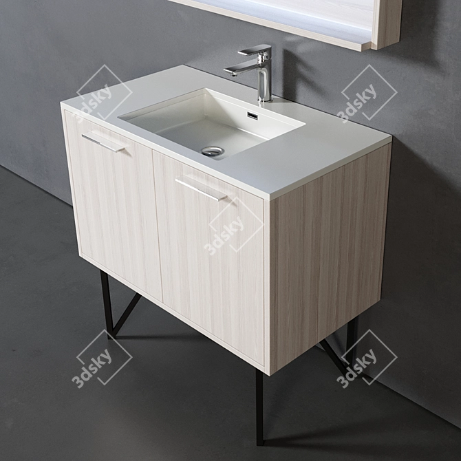 Elegant Tulum 90cm Bathroom Set 3D model image 2