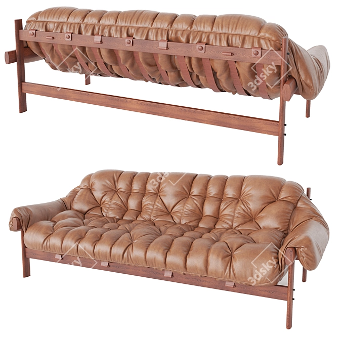 Luxurious Brazilian Leather Sofa 3D model image 1