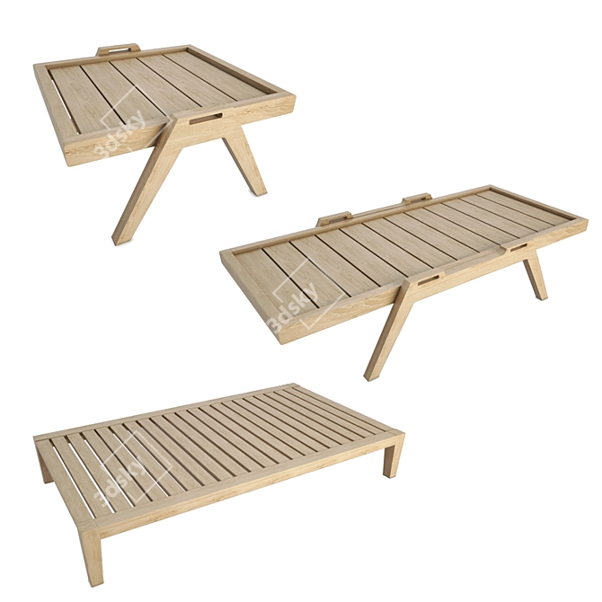 Stylish Wooden Outdoor Tables 3D model image 1