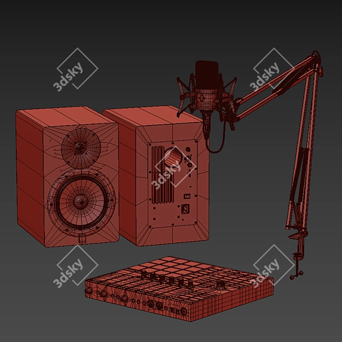 Pro Audio Essentials Set: Yamaha HS8 Monitors, Neumann TLM 102 Mic, Maschine Mixer & TOREX MS RADIO Mic 3D model image 2