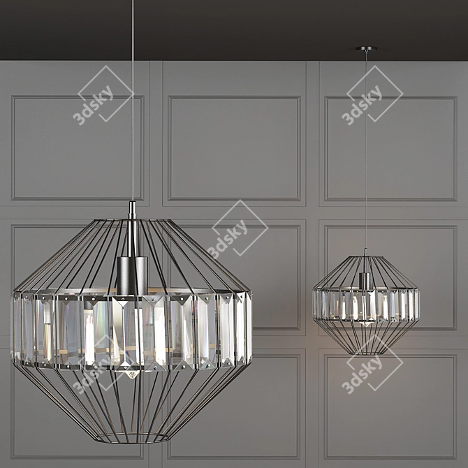 Elegant Glass Plate Pendant 3D model image 1