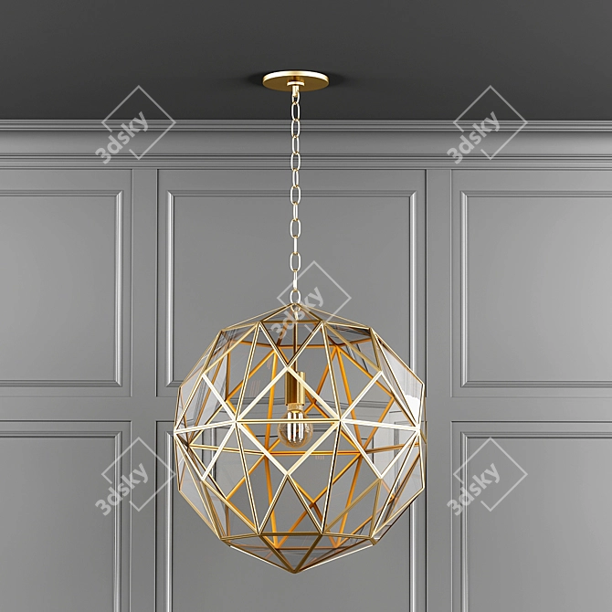 Sleek Glass & Metal Pendant 3D model image 1