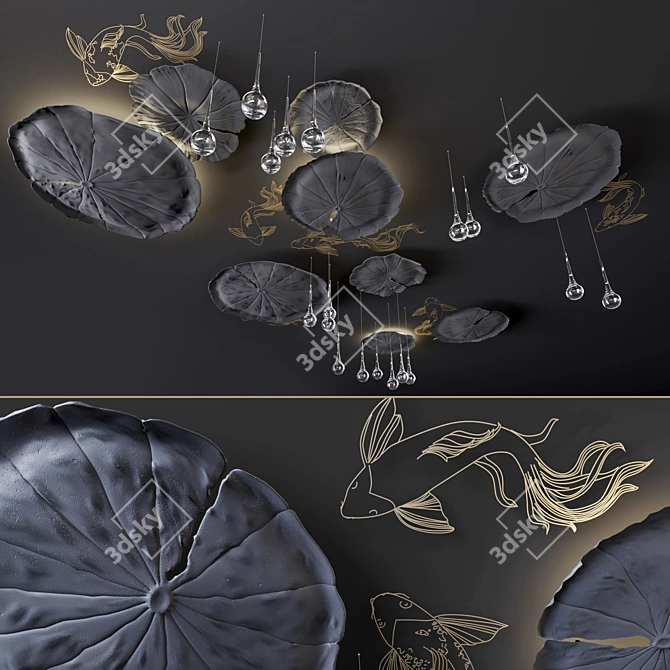 Water Lily and Fish Ceiling Decor 3D model image 1