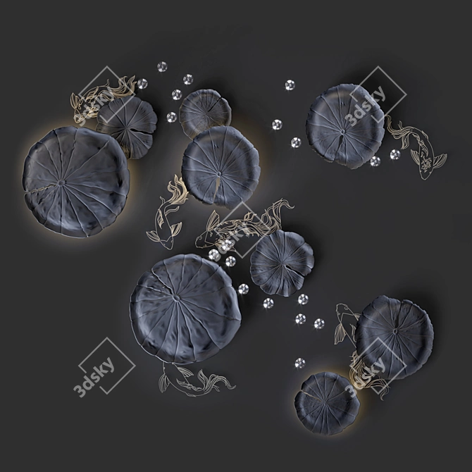 Water Lily and Fish Ceiling Decor 3D model image 2