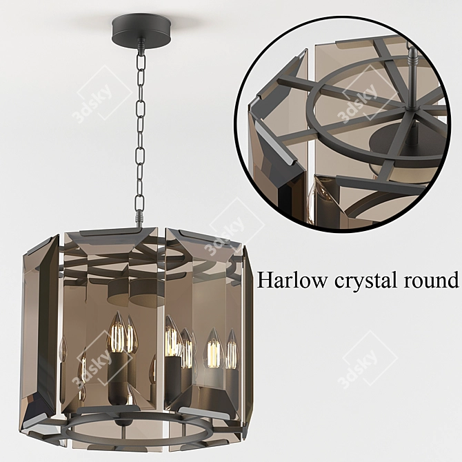 Elegant Amber Crystal Chandelier 3D model image 1