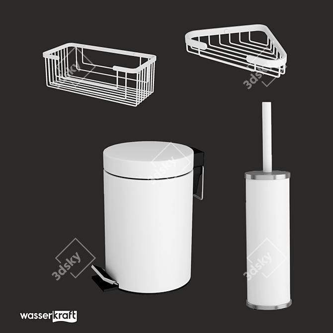 Elegant White Bathroom Accessories 3D model image 1