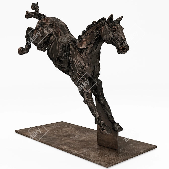 Elegant Bronze Horse Jumper Exhibit 3D model image 2