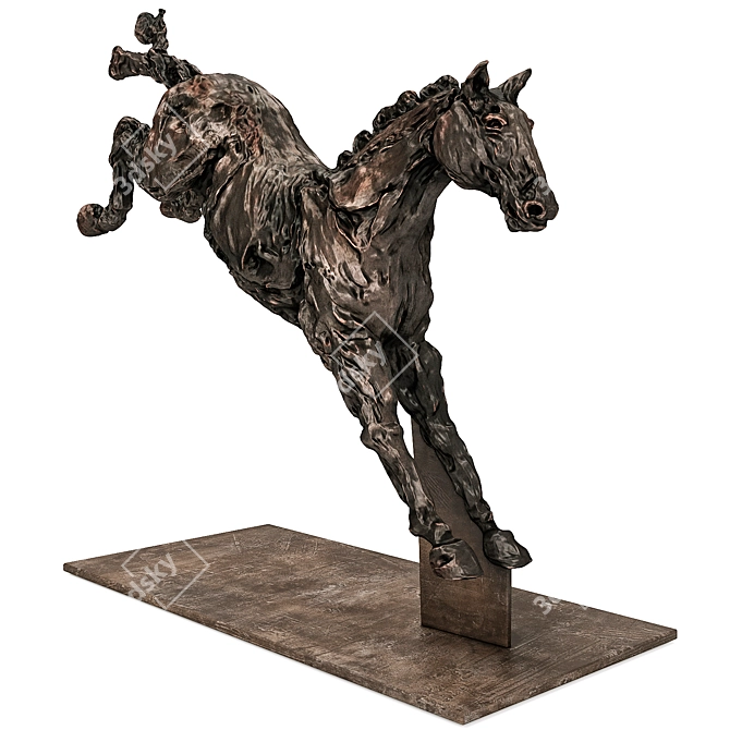 Elegant Bronze Horse Jumper Exhibit 3D model image 4