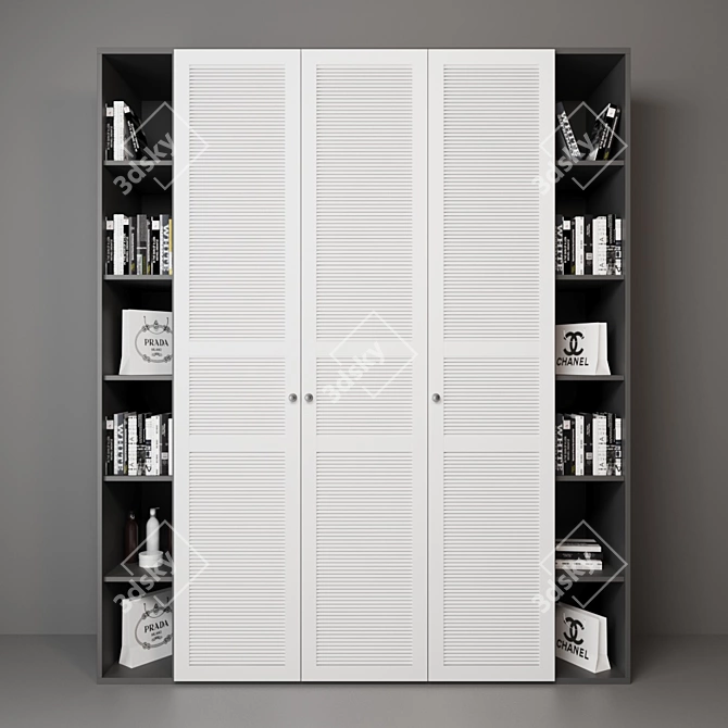 Stylish Wardrobe with Doors 3D model image 1