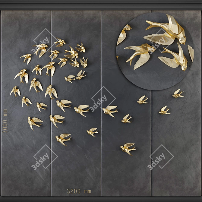 Birds GR Decor Panel | Decorative Panel for Walls 3D model image 1