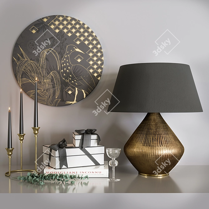 Metal Engraved Table Lamp 3D model image 1