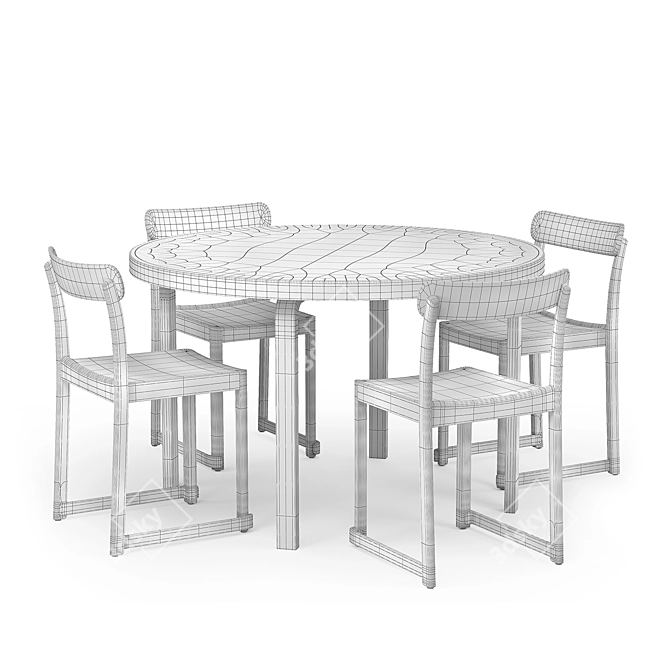 Artek Aalto Round Table & Atelier Chair 3D model image 3