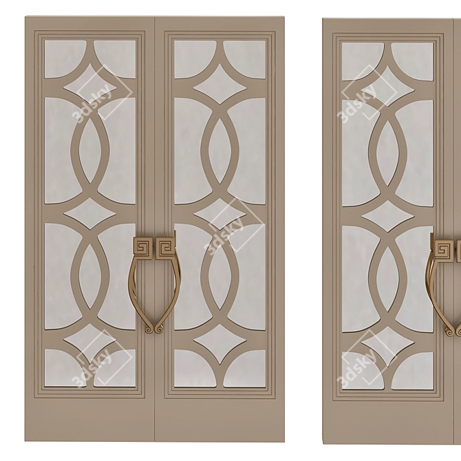 Bronze Fretwork Door: Exquisite Elegance 3D model image 1