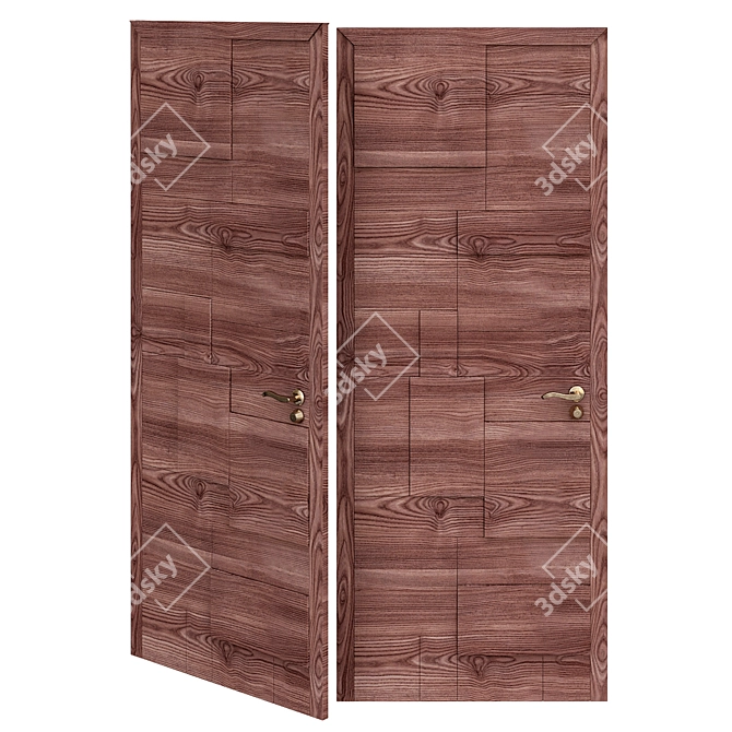 Elegant Wooden Flush Doors 3D model image 1