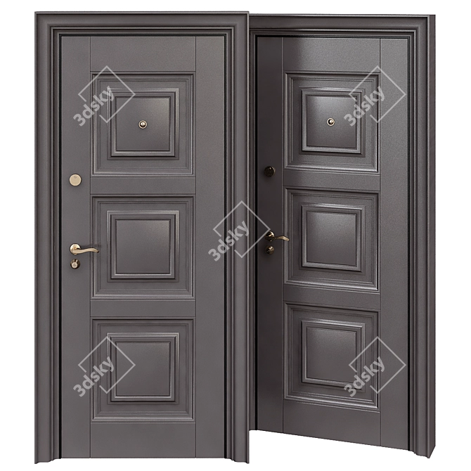 Sturdy Steel Entry Door 3D model image 1