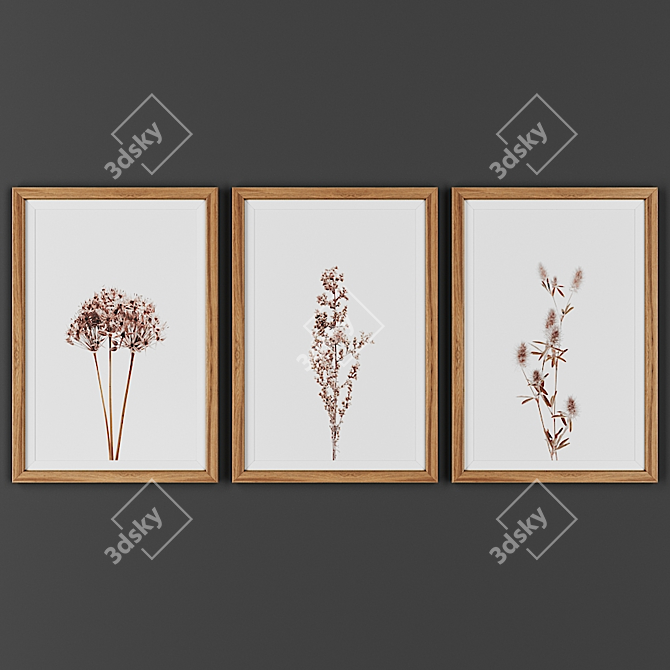 Wooden Frame Art Collection 3D model image 1