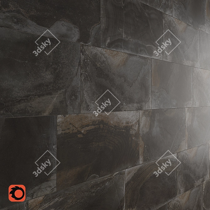 Modern Slate Anthracite Wall Tiles 3D model image 1