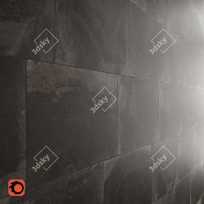 Modern Slate Anthracite Wall Tiles 3D model image 2