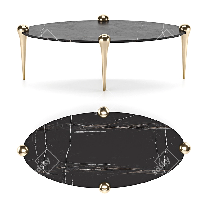 Sculptural Marble and Brass Coffee Table 3D model image 1