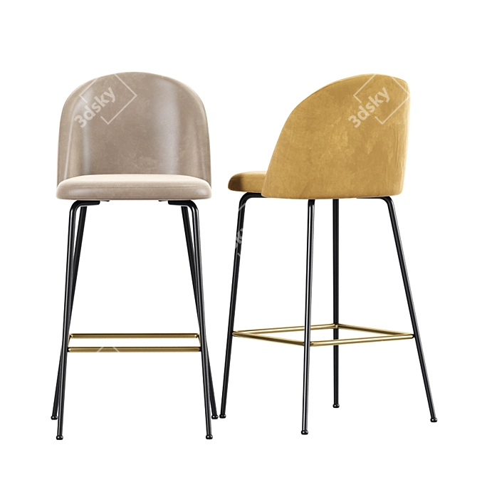 Sleek Modern Bar Stool 3D model image 2