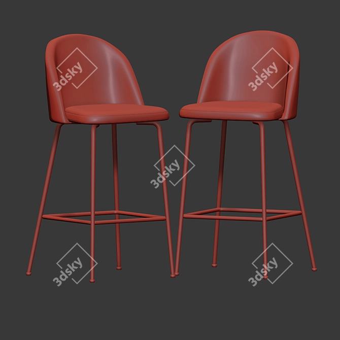 Sleek Modern Bar Stool 3D model image 3