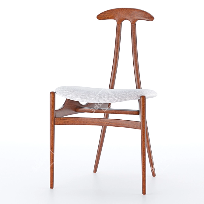 Bianca White Side Chair: Elegant Wood Design 3D model image 1