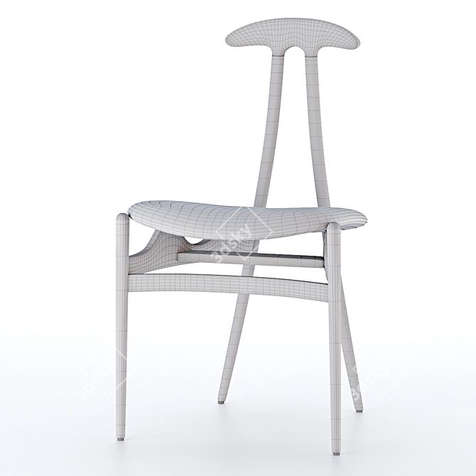 Bianca White Side Chair: Elegant Wood Design 3D model image 2