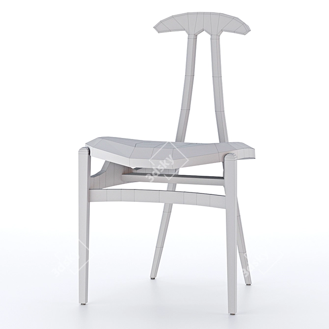 Bianca White Side Chair: Elegant Wood Design 3D model image 3