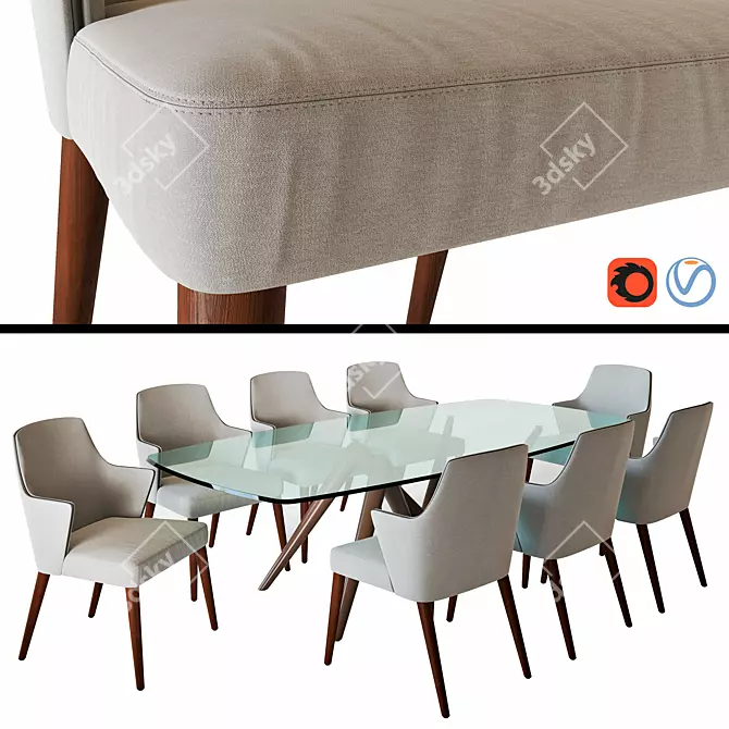 Modern Jolly Chair & Esse Table 3D model image 1