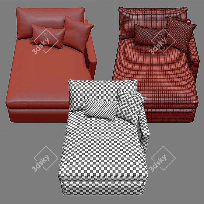 Petite Outdoor Chaise: Stylish Upholstered Lounge 3D model image 3