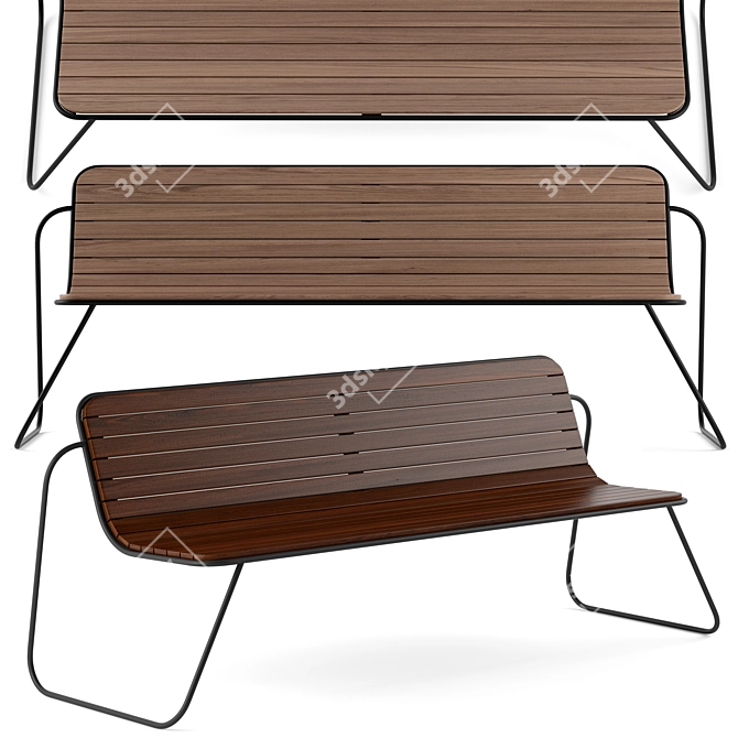 Vestre_func Modern Wood Bench 3D model image 1