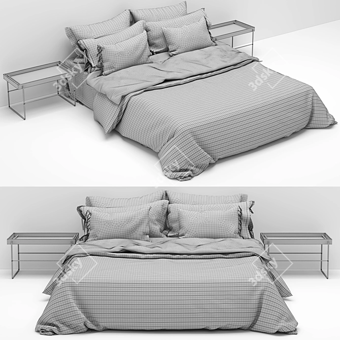 Scandinavian Style Modern Bed 3D model image 3