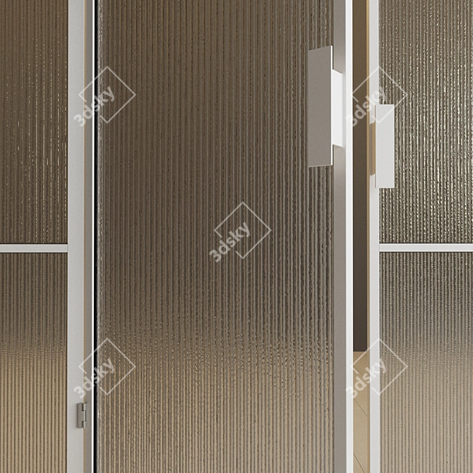 Title: Swing Glass Partition with Stained Metal 3D model image 3