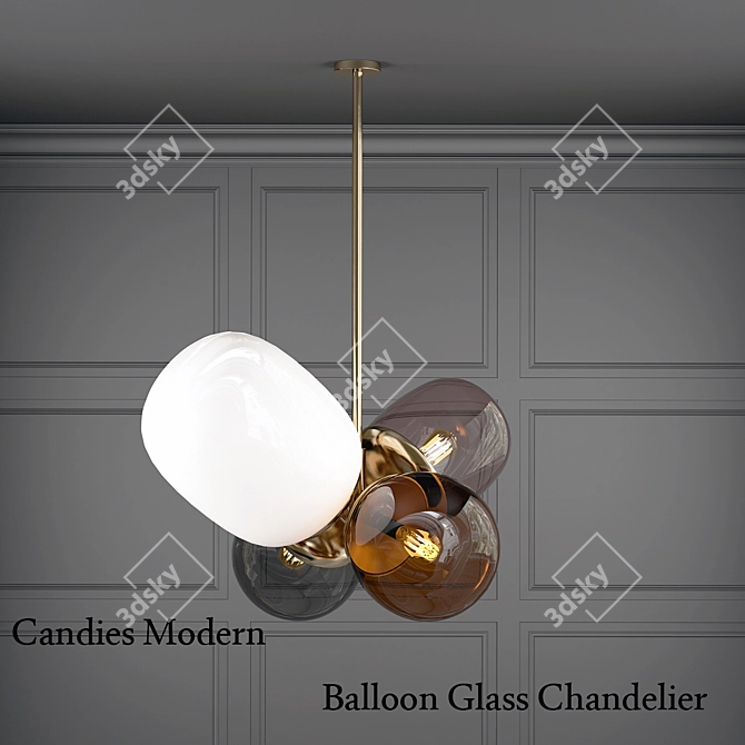 Glass Balloon Chandelier: Modern and Chic 3D model image 1