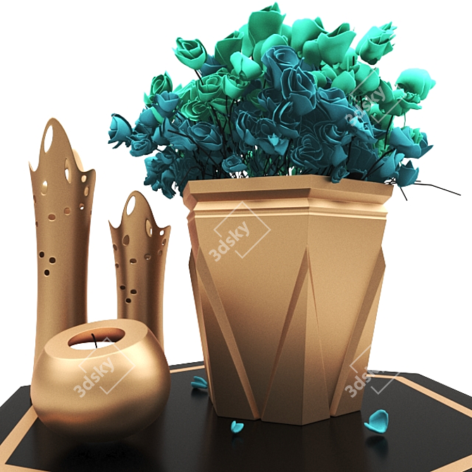 Elegant Blooms: Decorative Flower Set 3D model image 2