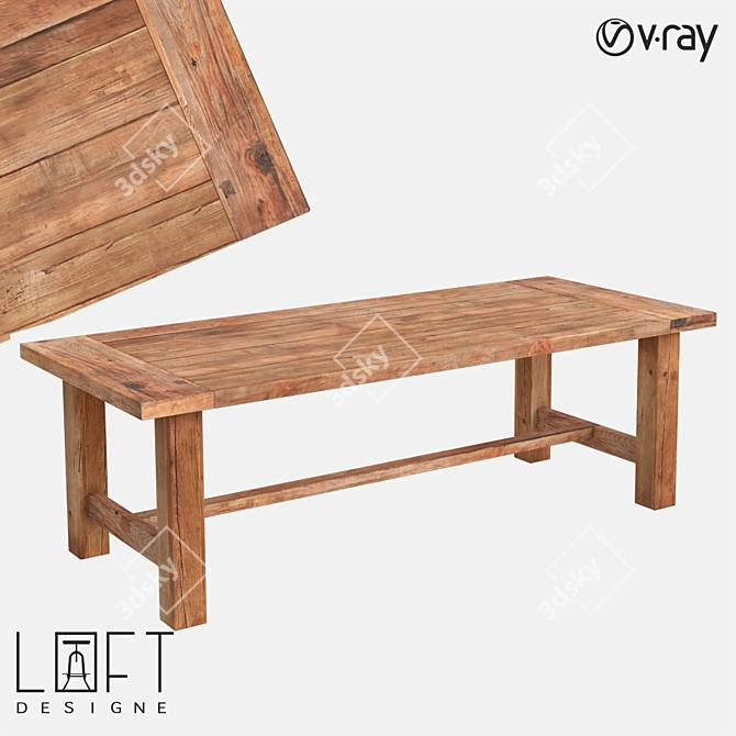 LoftDesign 60209 Wooden Table 3D model image 1