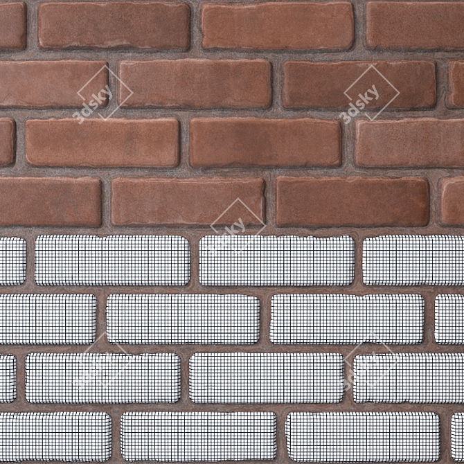 Brick Red Masonry: Detailed Textures 3D model image 2