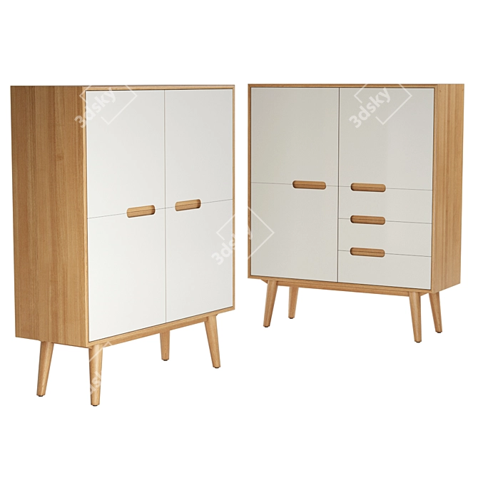 Sleek Curve Highboard: Functional Design for Stylish Storage 3D model image 1