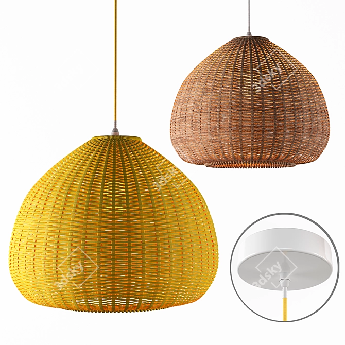 Ratan Yellow Pendant Lamp 3D model image 1