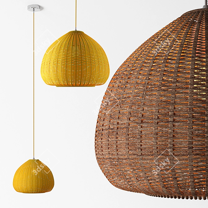 Ratan Yellow Pendant Lamp 3D model image 2