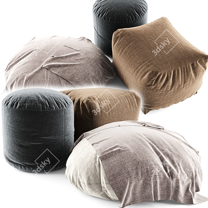 Cozy Comfort: Bean Bag & Pouf 3D model image 1