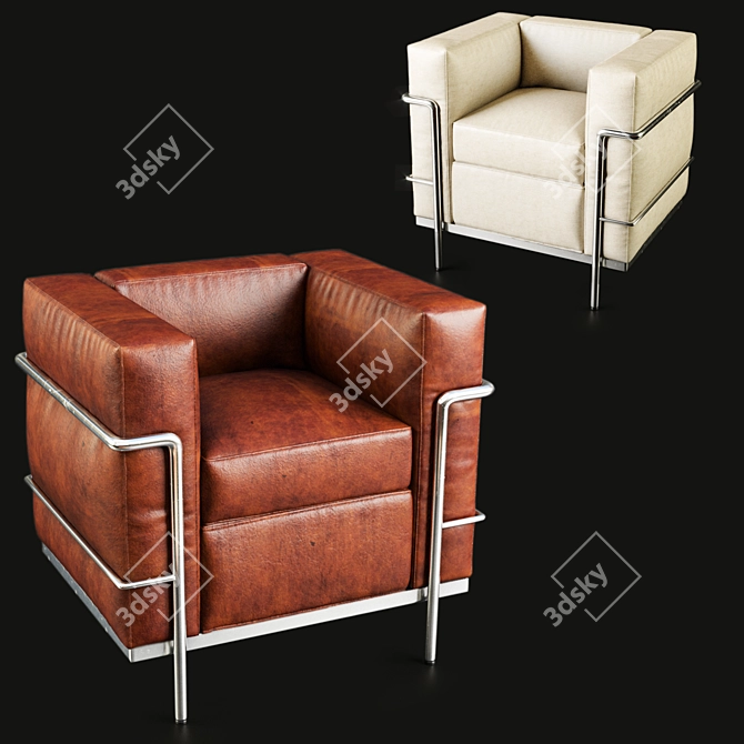 Modern Armchair Lc2-Poltrona by Le Corbusier 3D model image 2
