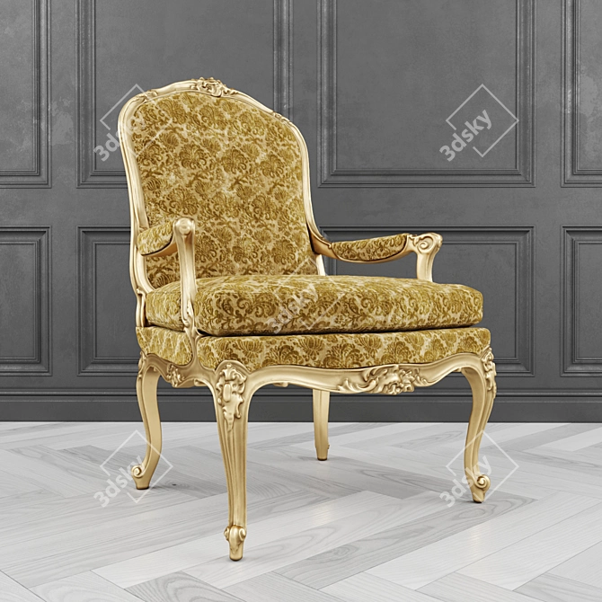 Golden Wood Armchair 3D model image 1