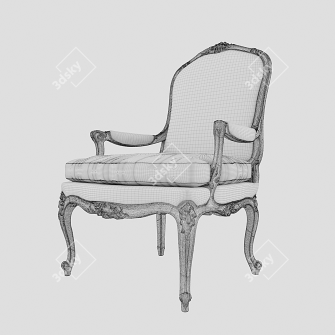 Golden Wood Armchair 3D model image 2