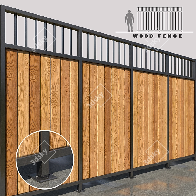 Natural Wood Fence: Durable and Stylish 3D model image 1