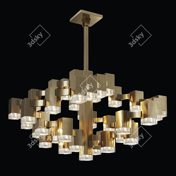 Luxury Cubic Chandelier by Sciolari 3D model image 1