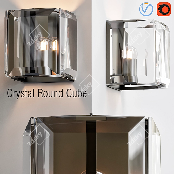 Crystal Cube Pendant Light 3D model image 1