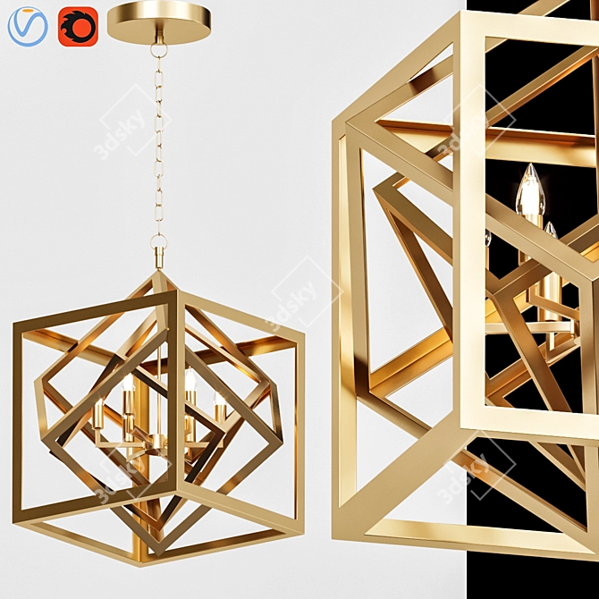 Geometric Cube Chandelier 3D model image 1