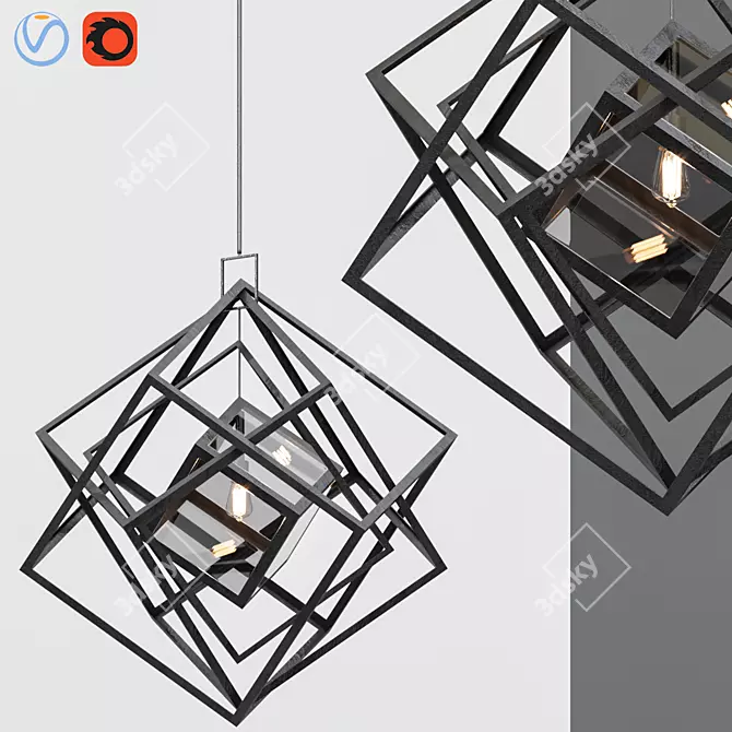 Cubist Small Chandelier: Modern Elegance 3D model image 1