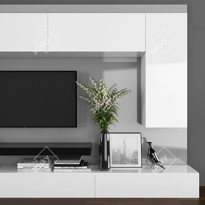 Sleek TV Stand Set 071 3D model image 2